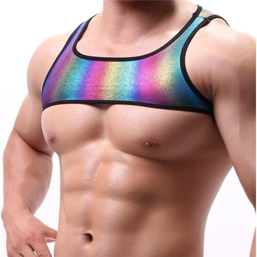 Men Undershirt Imitation Leather Camouflage Underwear Clothing Mens Sleeveless Tank Vest Comfortable Undershirt