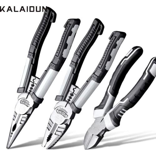KALAIDUN Pliers Set Wire Cutter Stripper 6/8 Inch Diagonal Needle Nose Pliers Multitool Household Repair Tool For Electricians