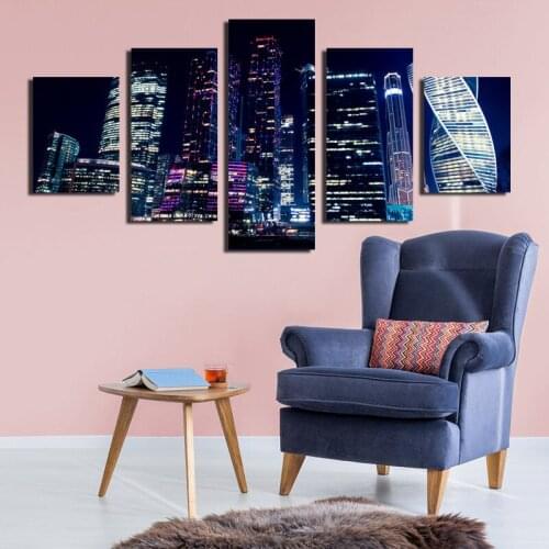 Wall Art City Night Scene Canvas Painting Posters And Prints Modular Painting Decoration For Living Room