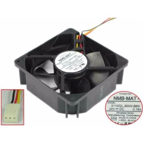NMB-MAT 3110GL-B5W-B69 H04 H01 DC 24V 0.18A 80x80x25mm 3-wire Server Cooling Fan
