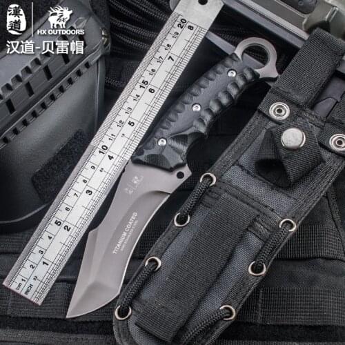 HX Outdoors Hunting Survival Kinves Tactical Fixed Blade Knife Pocket 440c Steel With K10 Handle 58hRC,EDC Tools Rescue tool