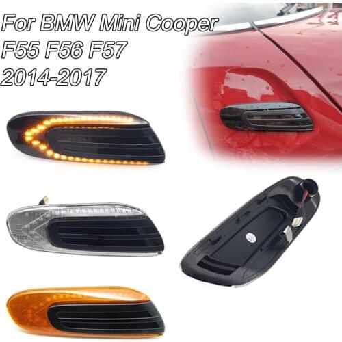 2x Dynamic Side Marker Turn Signal Indicator Repeater Light For BMW Mini Cooper F55 F56 F57 2014-2017 Sequential Blinker Lamp