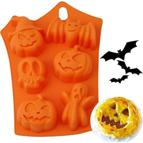 Halloween Pumpkin Ghost Bat Cookies Molds DIY Silicone Cake Chocolate Fondant Baking Moulds Tools for Festival Halloween Party
