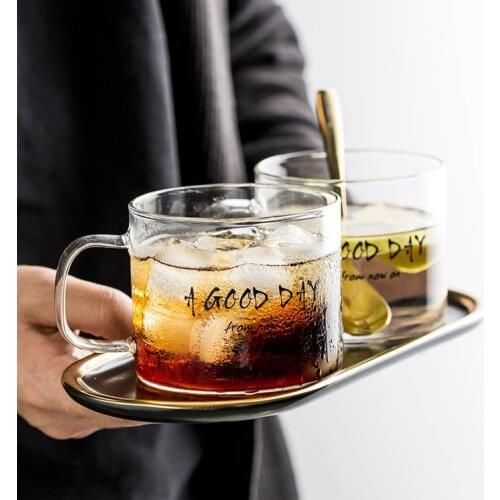 Simple Modern Glass Cup Creative Coffee Mug Milk Tea Drinking Beer Whiskey Water Glass Cups Household Verre Drinkware DF50BLB