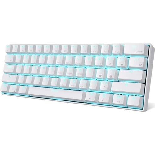 RK61 61 Keys USB 60% Mechanical Gaming Keyboard Compact Bluetooth Keyboard For Windows / Ios / Andoid /Mac - White