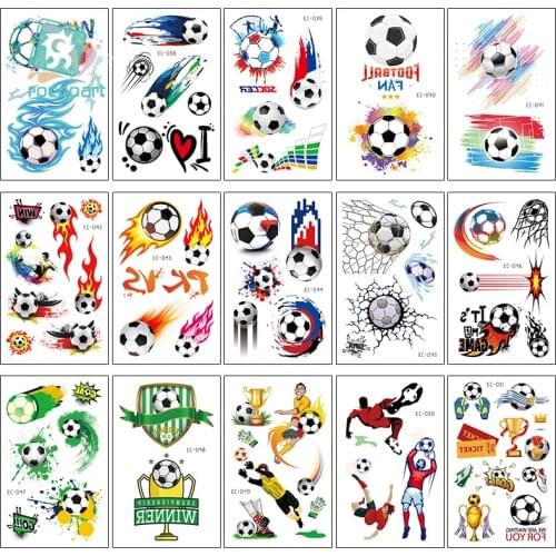 Rocooart 15Pcs Cartoon Football Toy Sticker Temporary Tattoo Fake Tattoo Flash Tatoo For Kids Hand Body Taty Sticker