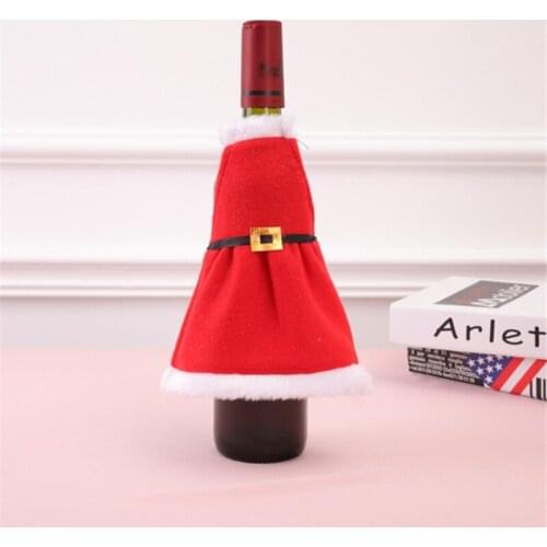 Christmas Wine Bottle Apron Cover Wrap Xmas Dinner Party Table Decoration Gift Holders Holiday Bottle Clothes Dress