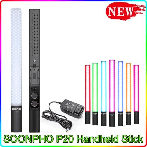 SOONPHO P20 Handheld Stick LED Video Light 2500k to 8500k RGB Colorful Outdoor Wedding Photography Light PK YONGNUO, NANLITE