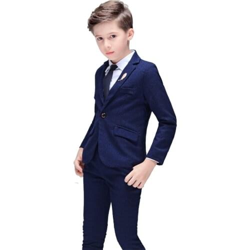 Flower Boys Formal Blazer + Pants 2PCS Suit School Kids Weddings Party Tuxedos Prince Boys Gentlemen Birthday Dress Costume