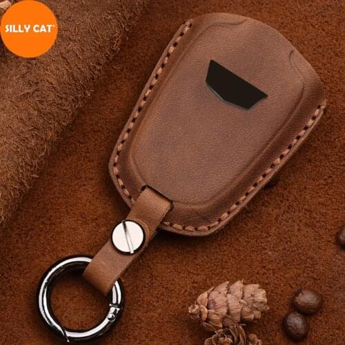 Handmade Leather Car Key Fob Case Cover Bag Shell Suitable For Cadillac ATS XTS XT5 XT4 CT6 XT6 Car Styling Accessories