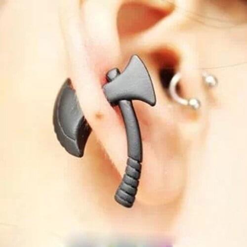 1pc Personality Punk Nickel Free Black Ax Hatchet Mens Womens Stud Earring Fashion Piercing Jewelry Accessories EAR-0080
