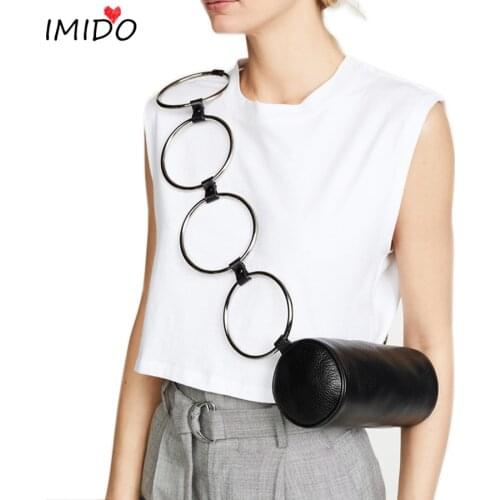 Crossbody Bags For Women 2019 Metal Ring Shoulder Messenger Bag Chic Cylinder Luxury Handbags Women Bags Designer Leather Bolso