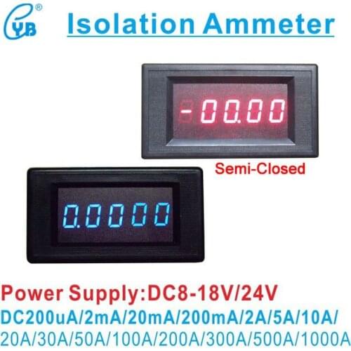 YB5145AI LED DC Isolation Ammeter Current Meter Amp 4 1/2 Digital Ampere Tester 5 bits DC 200uA 2mA 20mA 200mA 10A 50A 100A 300A
