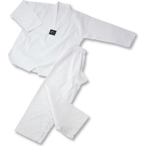Pure White Taekwondo Uniform Quality Dobok Children Adult Clothes Karate Judo Suit TKD Training Clothing Long Sleeve Coat