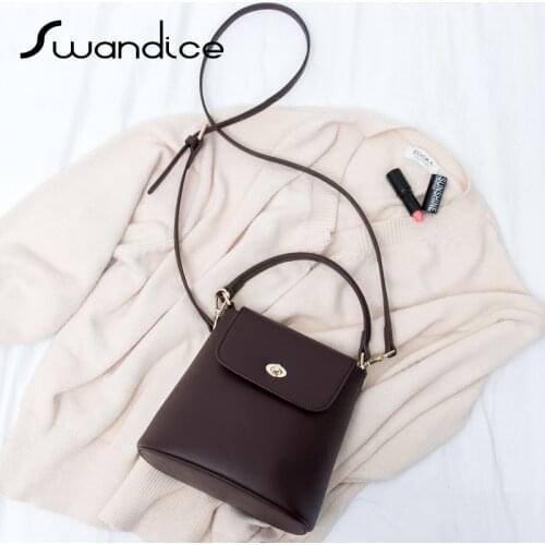 Vintage High Quality Microfiber Leather Buckle Handbags Bucket Crossbody Messenger Shoulder Tote Bags 2020 Women Female Simple