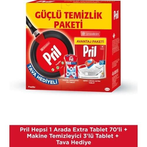 Prilled All In 1 Extra 70 Tablet + Machine Cleaner + Pan