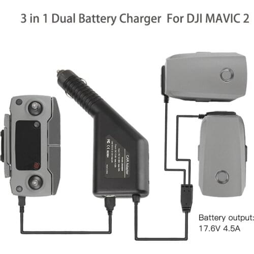 3 in 1 Dual Battery Charger with USB Car Charger for DJI MAVIC 2 PRO & ZOOM Drone Battery&Remote Controller Drone Accessories