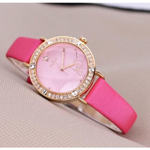 Top Julius Lady Womens Watch Japan Quatrz Fashion Hours Real Leather Clock Rhinestone School Girls Birthday Gift No Box