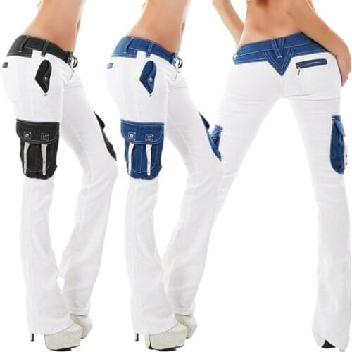 Jeans Women 2021 New Fashion Bootcut Cargo Denim Jeans Autumn Casual Vintage Slim Low Waist Flare Pants Skinny Pants Plus Size