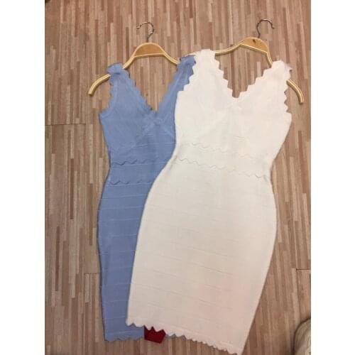 Bandage Dress Women 2018 Summer Sleeveless clothes for Women bodycon rayon Sexy Party Casual white sky blue Vestidos Dress