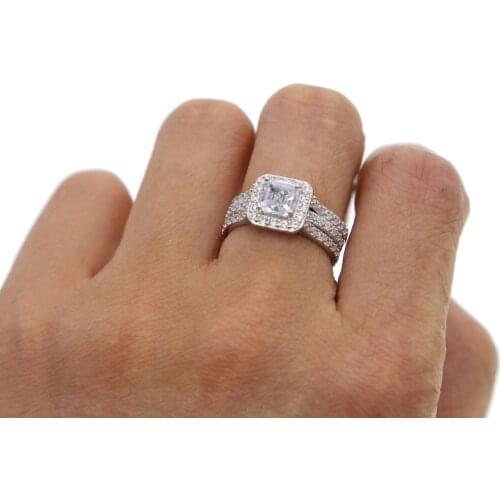 2021 Classic Wedding Rings for Women 100% 925 Sterling Silver new Ring with Stone Bridal Sets Female Cute Trendy elegant Jewelry