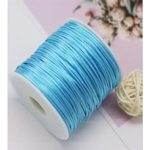 1MM Lt Blue Nylon Chinese Satin Silk Knot Cord Rattail Thread Necklace Macrame String Jewelry Findings Beading Rope #02