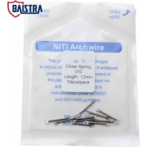10pcs/Bag Dental Orthodontic Niti Close Spring Coil Anterior Teeth Tooth Torque with Big Pull Ring 0.010/0.012 6/9/12mm