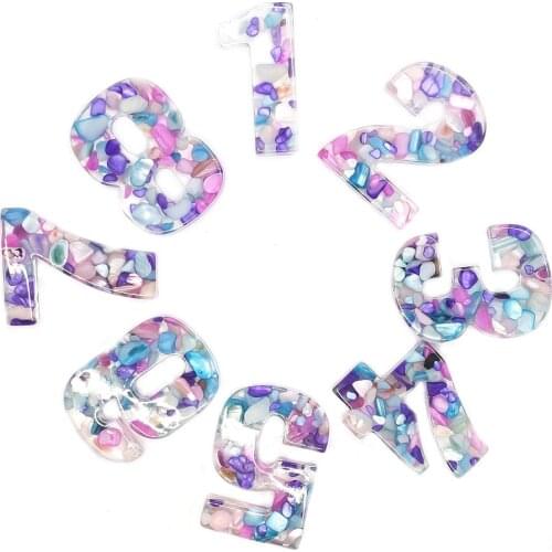 Resin Pendant Digital Color Digital Pendant Necklace DIY Womens Jewelry Gift Accessories Bracelet Decoration Wholesale 5pcs