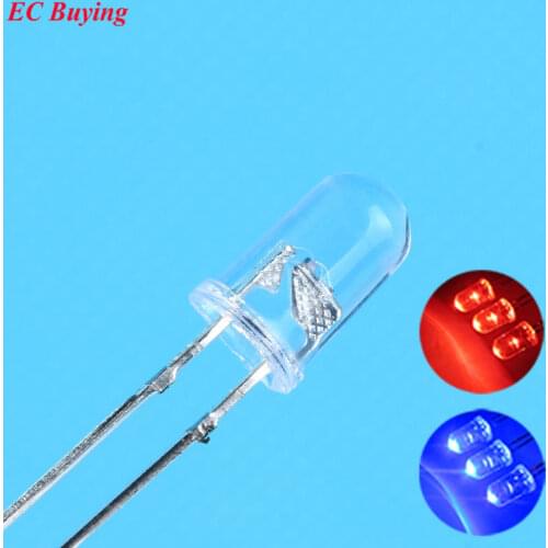 50pcs /lot 5mm Flashing Red/Blue Flash led LED 10000mcd 5mm Blinking Red/Blue led 5mm Light-Emitting Diode Bi-Color