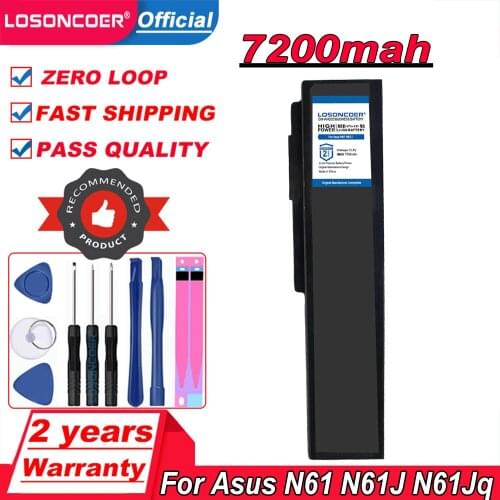 7200mAh Laptop Battery For Asus N61 N61J N61Jq N61V N61Vg N61Ja N61JV N53 M50 M50s N53S A32-M50 A32-N61 A32-X64 A33-M50 N53S