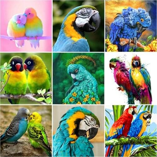 DIY 5D Diamond Painting Animal Bird Parrot Full Drill Square Round Resin Diamond Embroidery Cross Stitch Kits Decoration Home