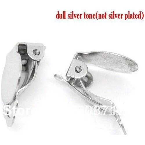 Free shipping!!! Dull Silver Tone Earring Clip Findings 18x10mm