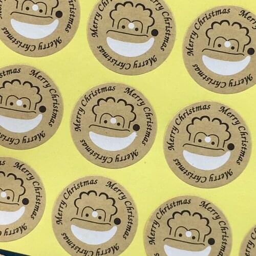 300pcs 3cm circular print Smiling face paper Adhesive Labels sealing Stickers packaging For Jewelry/Box/gift/car/envelope