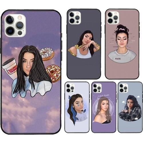 Charli Damelio Art Cover Case For iPhone XR X XS MAX 12 Mini 11 Pro Max 5S 6S 7 8 Plus SE 2020 Coque