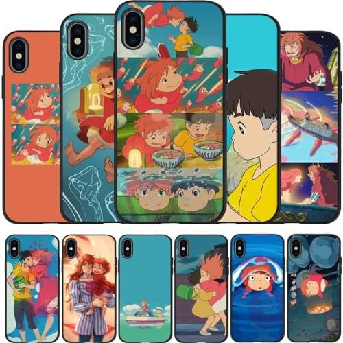 Cartoon Ponyo Soft Silicone black Phone Case For iPhone 5 5S SE 6 plus 7 8 plus X XR XS Max 11 PRO Max SE 2020