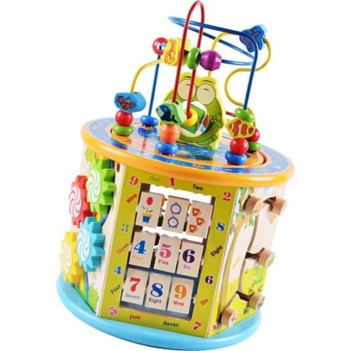 Wooden Beads Circle Toys, Animal Block Roller Coaster Game For Toddlers Kids