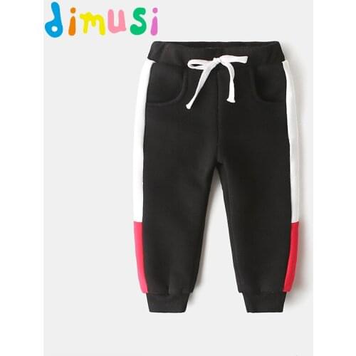 DIMUSI Winter boys warm fleece pants Boys Cotton Trousers autumn sport pants for kid Long patchwork Pants children BC189