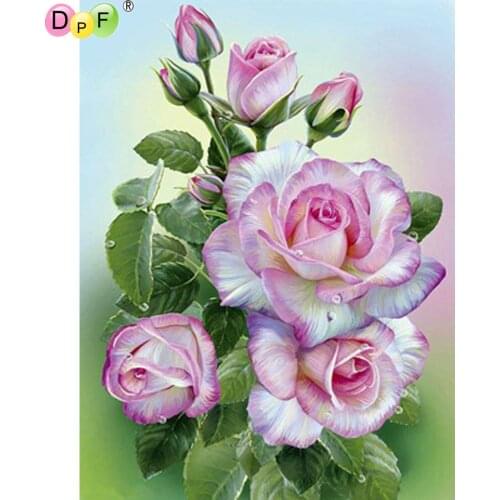 DPF DIY 5D Pink peony flower home decor mosaic full square diamond painting cross stitch diamond embroidery crafts Kits flower
