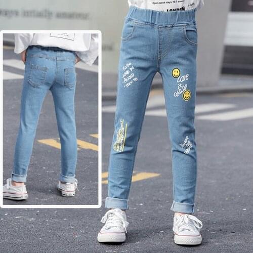 IENENS Girls Skinny Jeans Children Denim Trousers 3-15 Years Clothes Kids Baby Slim Jeans Elastic Waist Long Pants