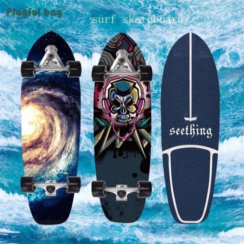 Playful Bag Land surfing Skateboard CX7 Bridge Four-wheel Maple Wood Board Street Game Skate Board with Creative Pattern MA10