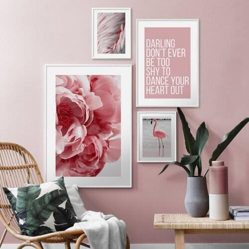 Flamingo Feather Flower Nordic Modern Wall Art Print Paper Painting Nordic Posters And Prints Wall Pictures For Living Decor