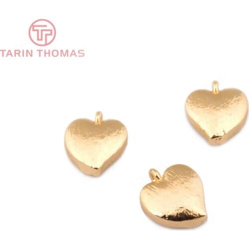 10PCS 7.5x9MM 24K Gold Color Brass Heart Charms Pendants High Quality Diy Jewelry Findings Accessories wholesale