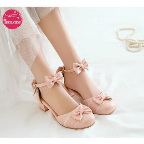 Summer Lolita Sandals Women Elegant Sweet Pink Comfortable High Heels Students Casual Shoes Girls Dance Princess Cosplay Party