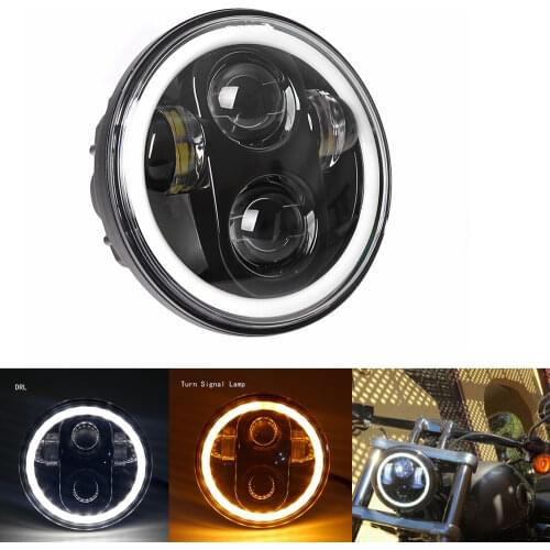Motorcycle Modified LED Headlights 5.75 Inch for Harley Sportster Dyna Softail 883 XL883 FXCW white DRL Angel eye 5 3/4"Headlamp