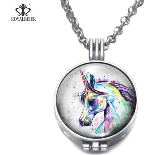 ROYALBEIER 1pcs/lot Fashion Theme Glass Cabochon Pendant Necklace Handmade Beads Jewelry For Women 80Cm Charms DZ1751