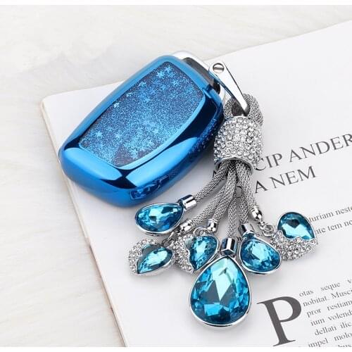 Fashion Quicksand TPU Car Smart Key Case Cover For Hyundai iX20 IX30 I40 Iix25 Tucson Elantra Verna Sonata Keychain Star Flowing