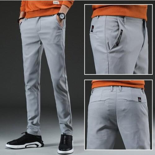 Mens Skinny Trousers 2020 New Classic Style Fashion Business Stretch Slim Fit Casual Pants Male Brand Black Grey Navy Khahi