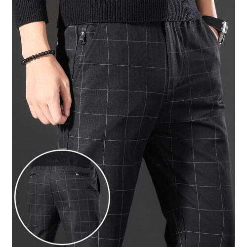 Mens Spring 2021 Business Casual Pants Mens Slim Trousers Straight Leg High Stretch Korean Version Men Clothing