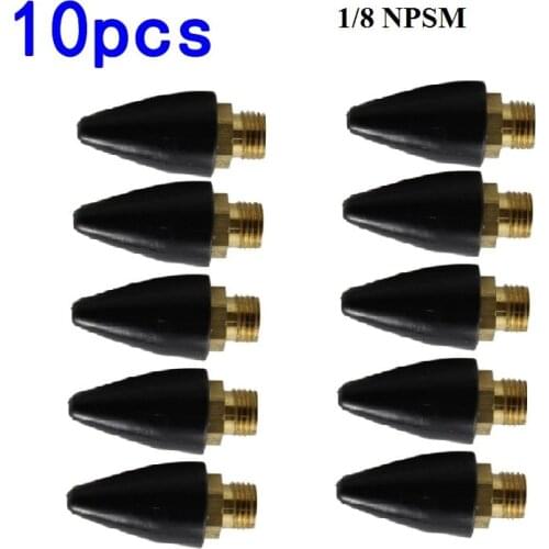 10 Pcs Rubber Brass Safety Tip Nozzle For Air Blow Tools 1/8 Inch NPSM Male Connector Supplies Set