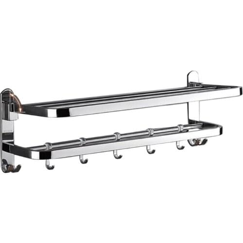 Stainless Steel Wall Mounted Foldable Bath Towel Rack Rail Holder Storage Shelf 16FA